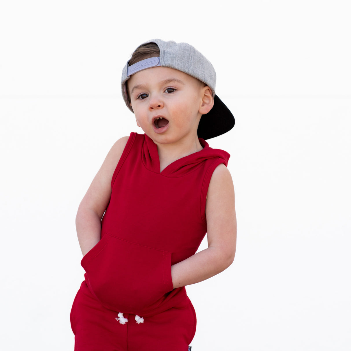 BAMBOO HOODIE TANK- Red - HoneyBug 