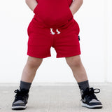 BAMBOO JOGGER SHORTS- Red - HoneyBug 