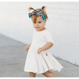 MID SLEEVE BAMBOO DRESS- Natural - HoneyBug 