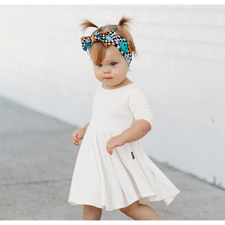 MID SLEEVE BAMBOO DRESS- Natural - HoneyBug 