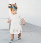 MID SLEEVE BAMBOO DRESS- Natural - HoneyBug 