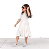 MID SLEEVE BAMBOO DRESS- Natural - HoneyBug 