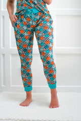 MAMA JOGGERS- Blue Smiles Check - HoneyBug 