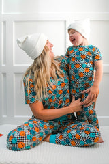 MAMA V-NECK- Blue Check Smile - HoneyBug 