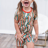 TWO PIECE SHORTIE SET- Retro Rainbow - HoneyBug 