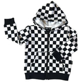 ZIP HOODIE- B+W Check Bamboo French Terry - HoneyBug 
