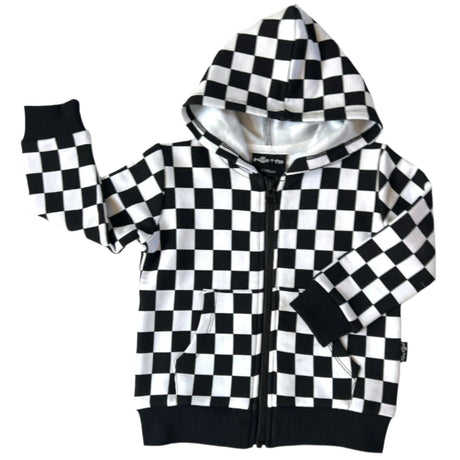 ZIP HOODIE- B+W Check Bamboo French Terry - HoneyBug 