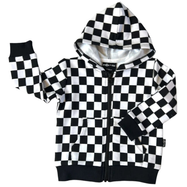ZIP HOODIE- B+W Check Bamboo French Terry - HoneyBug 