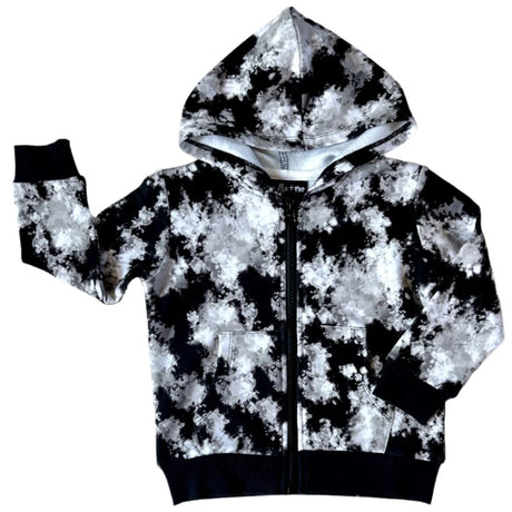 ZIP HOODIE- Black Tie Dye Bamboo French Terry - HoneyBug 