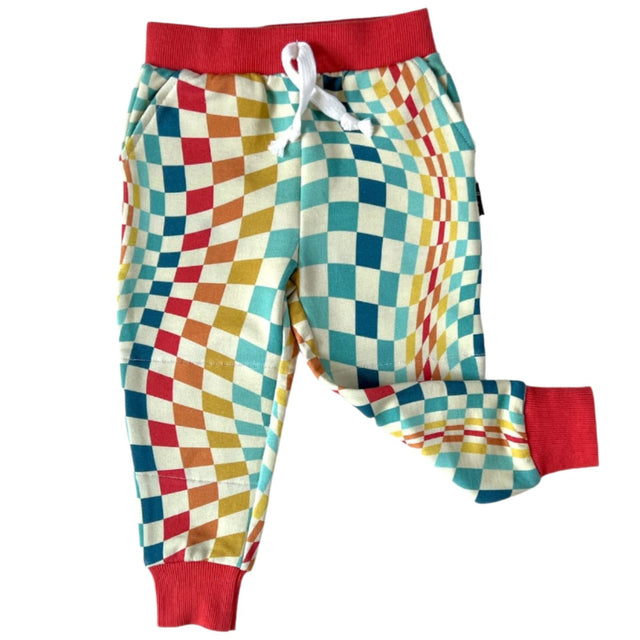 JOGGERS- Groovy Check Bamboo French Terry - HoneyBug 