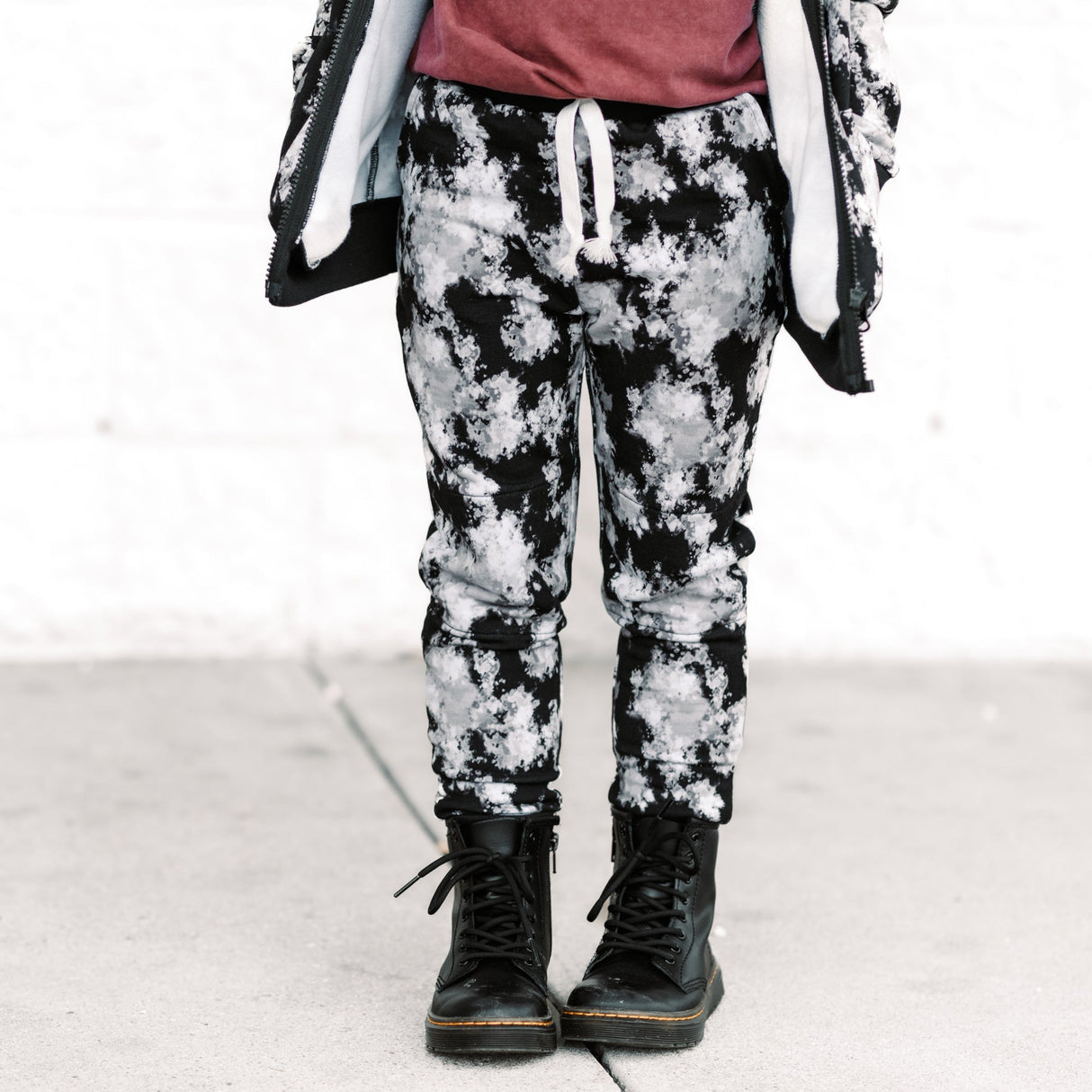 JOGGERS- Black Tie Dye Bamboo French Terry - HoneyBug 
