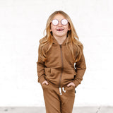 ZIP HOODIE- Mocha Bamboo French Terry - HoneyBug 