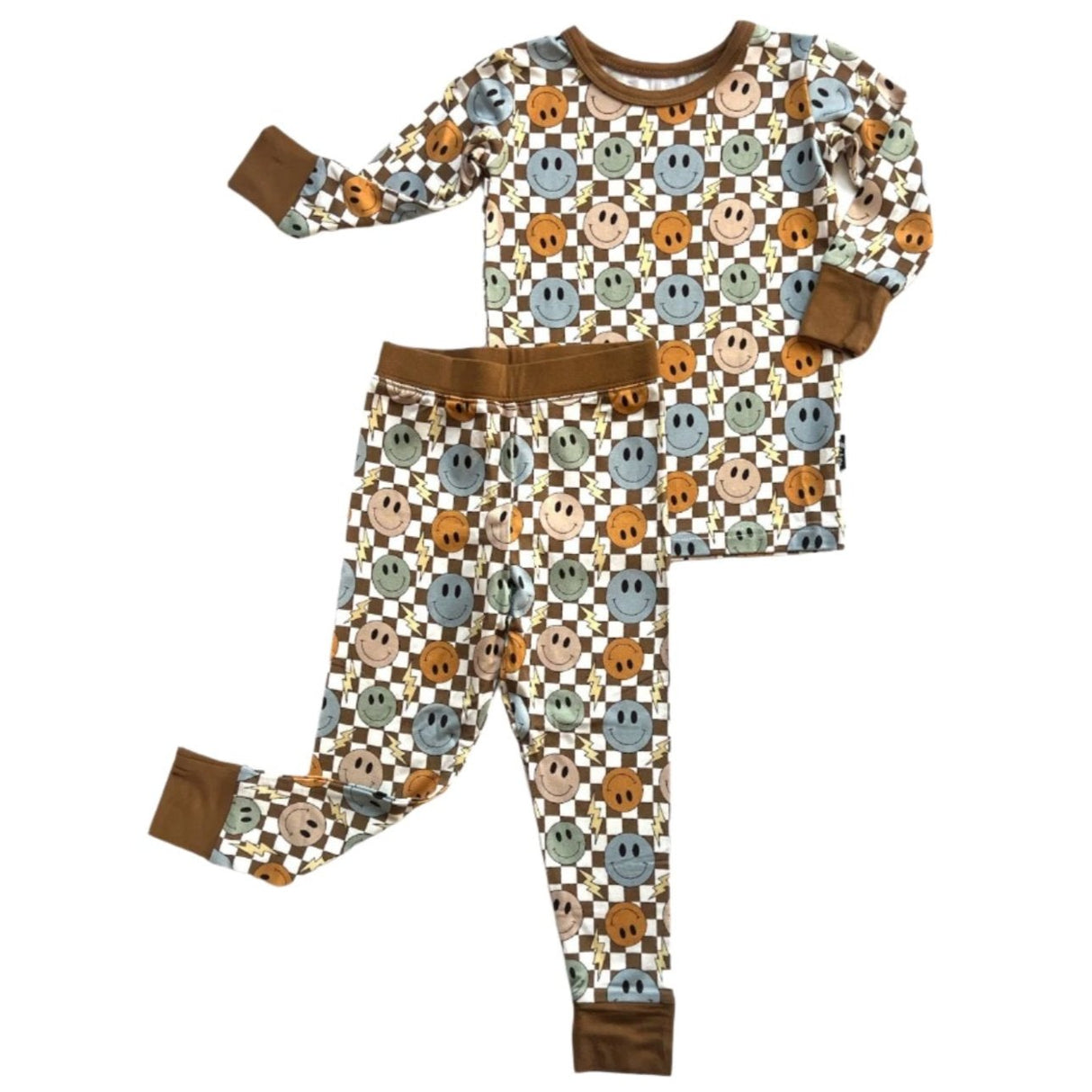 LONG SLEEVE 2 PIECE SETS- Beige Happy Smiles - HoneyBug 