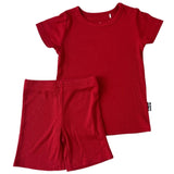 TWO PIECE SHORTIE SET- Red Ribbed - HoneyBug 