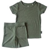 TWO PIECE SHORTIE SET- Moss Ribbed - HoneyBug 