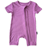 SHORTIE ZIP ROMPER - Lilac Ribbed - HoneyBug 