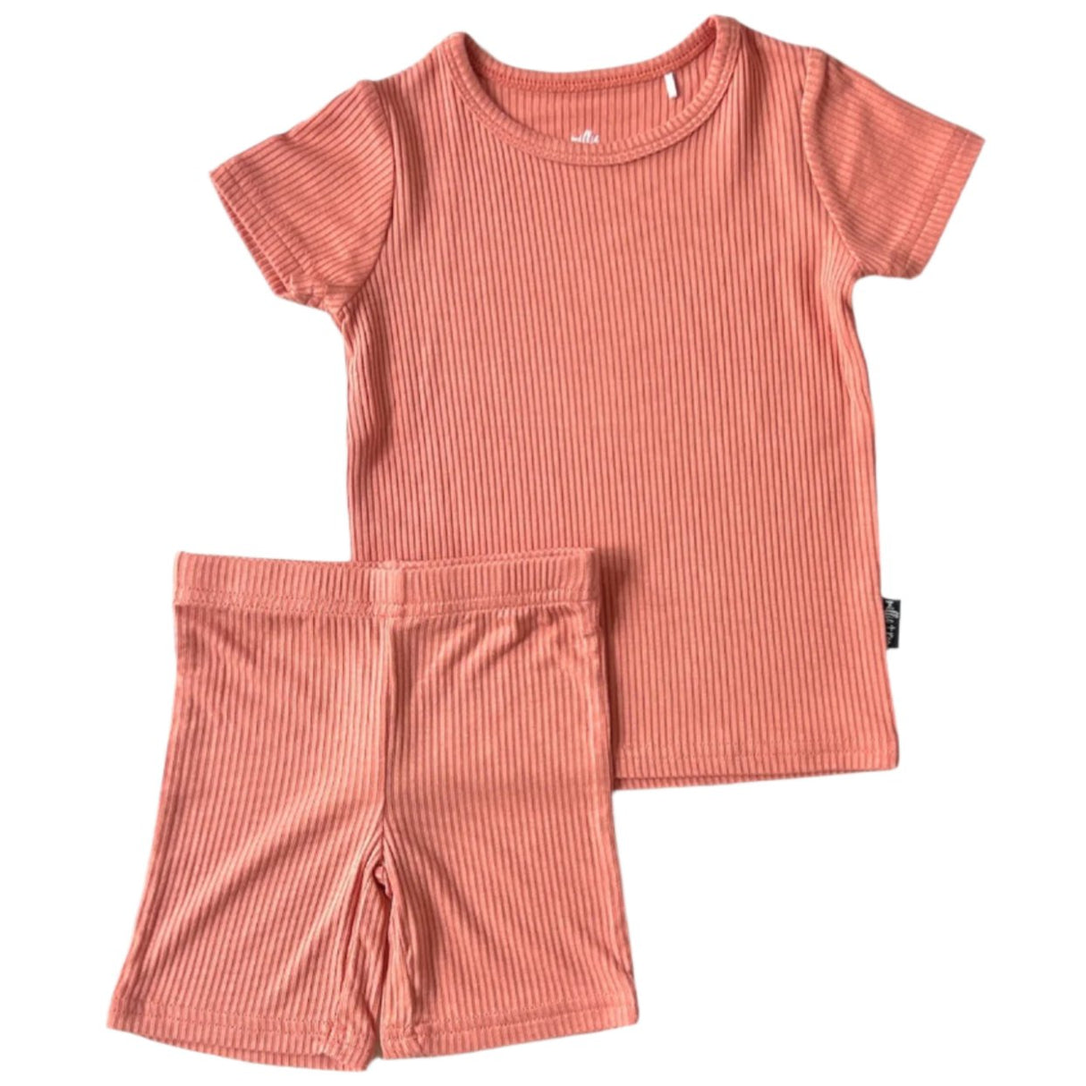TWO PIECE SHORTIE SET- Red Rock Ribbed - HoneyBug 
