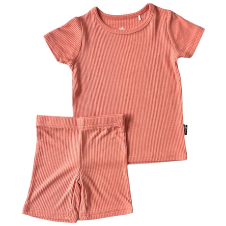 TWO PIECE SHORTIE SET- Red Rock Ribbed - HoneyBug 