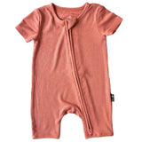 SHORTIE ZIP ROMPER - Red Rock Ribbed - HoneyBug 