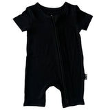 SHORTIE ZIP ROMPER - Midnight Ribbed - HoneyBug 