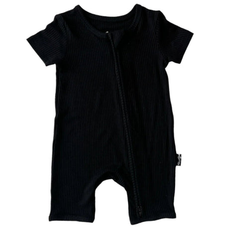 SHORTIE ZIP ROMPER - Midnight Ribbed - HoneyBug 