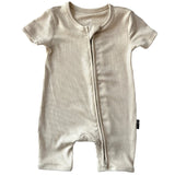 SHORTIE ZIP ROMPER - Clay Ribbed - HoneyBug 