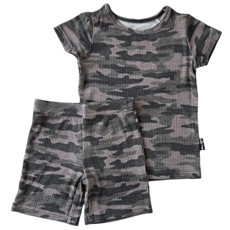 TWO PIECE SHORTIE SET- Chris Camo Ribbed - HoneyBug 