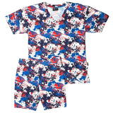 WOMANS BIKER SHORT SET- American Splatter - HoneyBug 