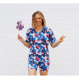 WOMANS BIKER SHORT SET- American Splatter - HoneyBug 