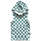 BAMBOO HOODIE TANK- Sage Check - HoneyBug 