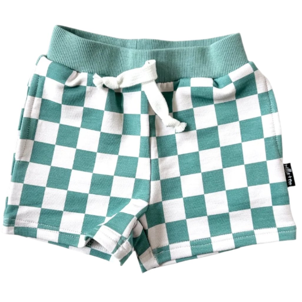 BAMBOO JOGGER SHORTS- Sage Check - HoneyBug 