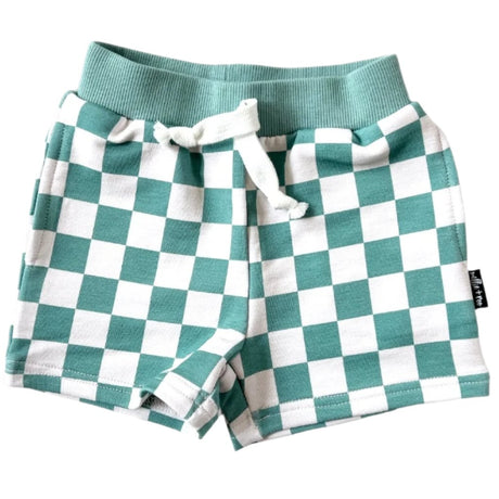 BAMBOO JOGGER SHORTS- Sage Check - HoneyBug 