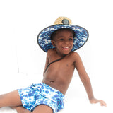Straw Hat- Blue Tie Dye - HoneyBug 