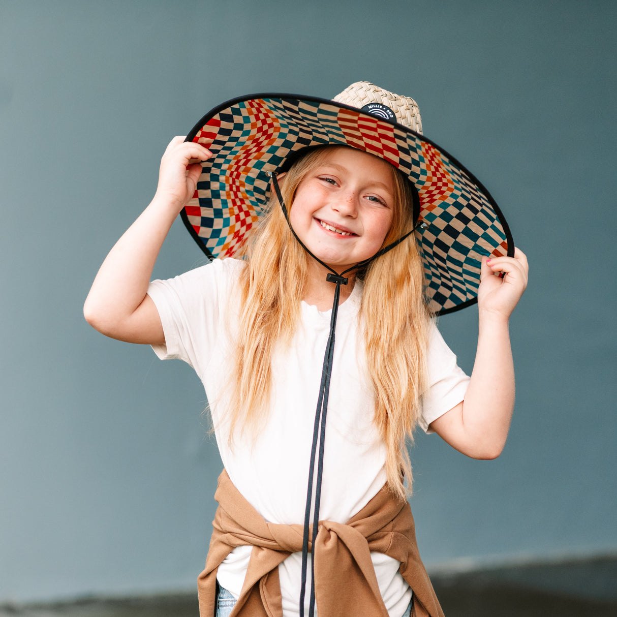 Straw Hat- Groovy Check - HoneyBug 