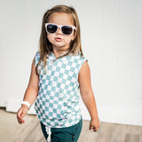 BAMBOO HOODIE TANK- Sage Check - HoneyBug 