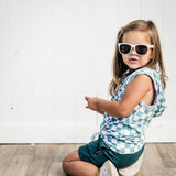 BAMBOO HOODIE TANK- Sage Check - HoneyBug 