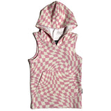 BAMBOO HOODIE TANK- Pink Dizzy Check - HoneyBug 