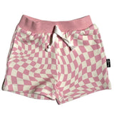 BAMBOO JOGGER SHORTS- Pink Dizzy Check - HoneyBug 
