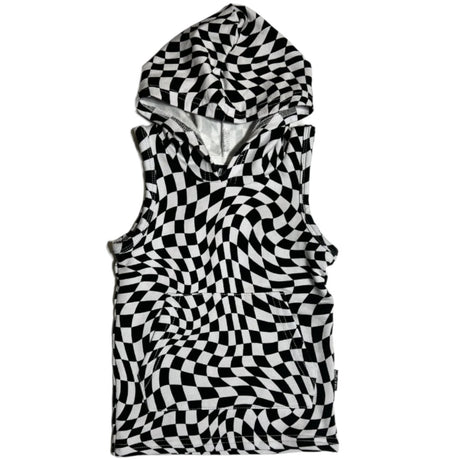 BAMBOO HOODIE TANK- Black Dizzy Check - HoneyBug 