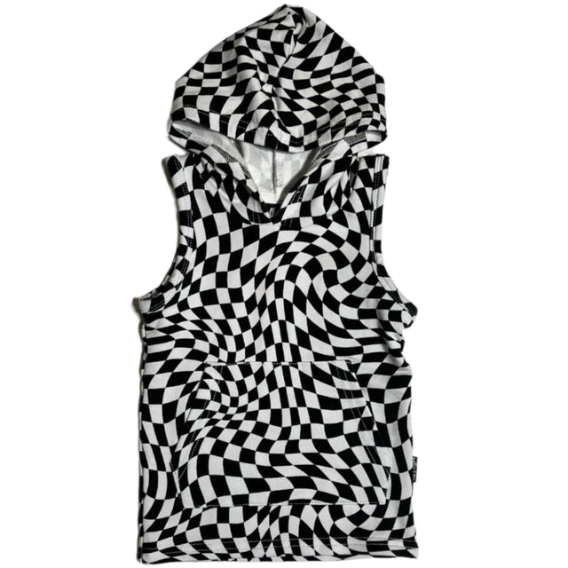 BAMBOO HOODIE TANK- Black Dizzy Check - HoneyBug 