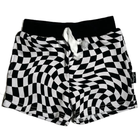 BAMBOO JOGGER SHORTS- Black Dizzy Check - HoneyBug 