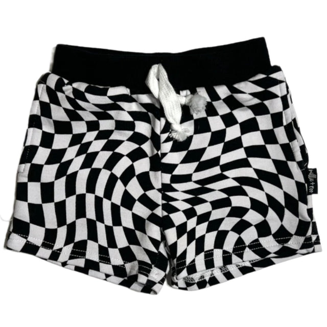 BAMBOO JOGGER SHORTS- Black Dizzy Check - HoneyBug 