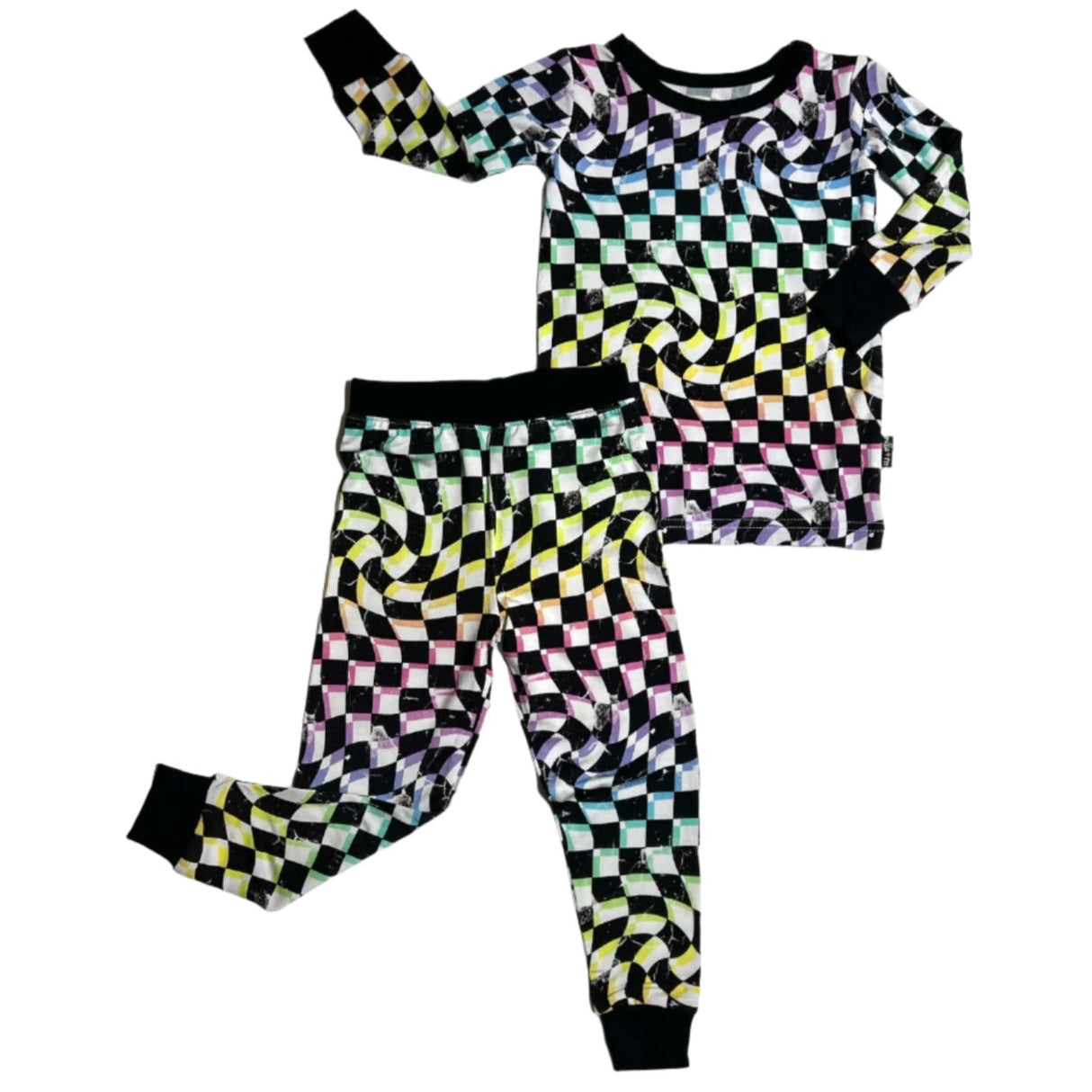 LONG SLEEVE 2 PIECE SETS- Neon Dizzy Check - HoneyBug 
