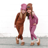 LONG SLEEVE 2 PIECE SETS- Mauve Ribbed - HoneyBug 