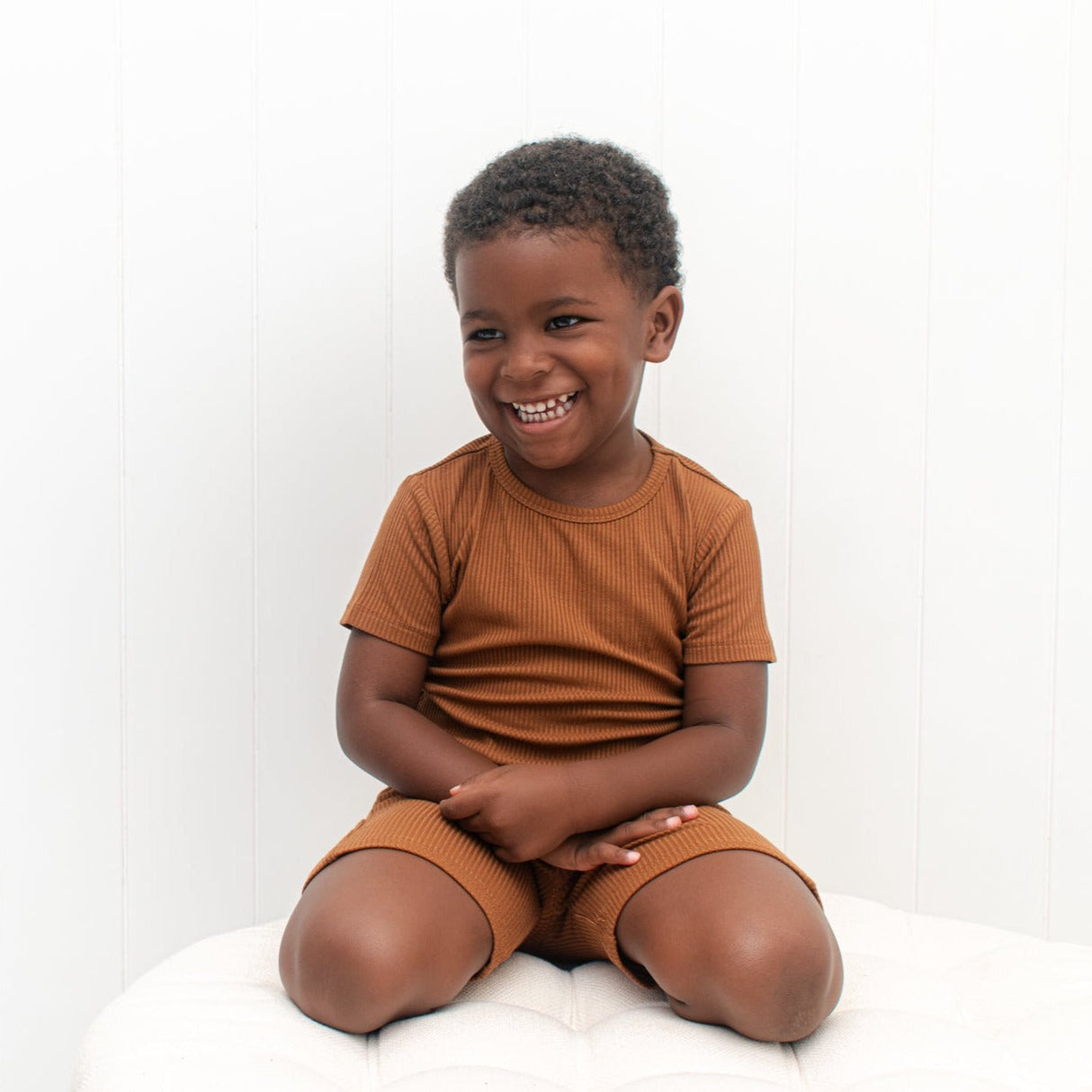 TWO PIECE SHORTIE SET- Bark Ribbed - HoneyBug 