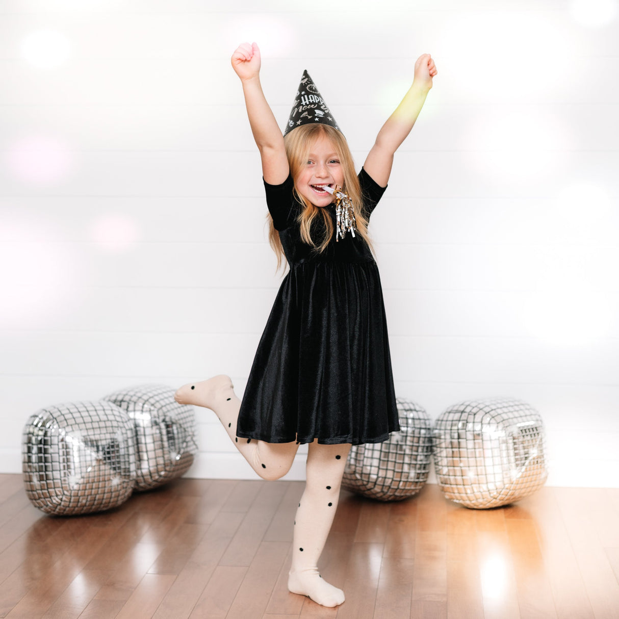 VELVET MID SLEEVE TWIRL- Onyx Stretch Velvet Twirl Dress - HoneyBug 