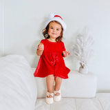 VELVET MID SLEEVE TWIRL- Ruby Red Stretch Velvet Twirl Dress - HoneyBug 