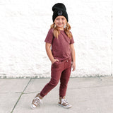 JOGGERS- Oxblood Snow Wash French Terry - HoneyBug 