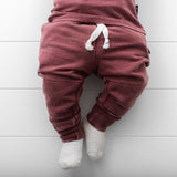 JOGGERS- Oxblood Snow Wash French Terry - HoneyBug 