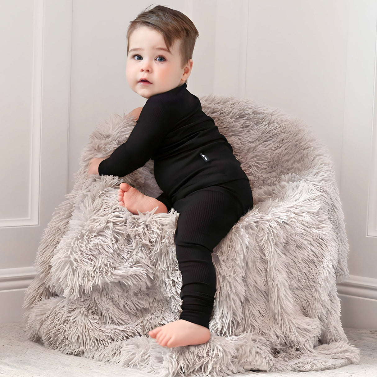 LONG SLEEVE 2 PIECE SETS- Midnight Ribbed - HoneyBug 